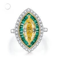 wholesale S925 Silver New Style Stunningly Set 6*13 High Carbon Diamond Marquise-Shaped Ring Rivaling Yellow Diamond-R360 Yellow No.7
