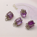 wholesale S925 Gold-Plated Silver Natural Amethyst Cube Teardrop Accessory Bead Strand for DIY Handcrafted Necklace Bracelet Semi-Finished-0-3