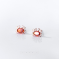 wholesale S925 Silver Nautilus Ear Studs Summer Fun Fresh Red Diamond Small Crab Marine Element Ear Accessories G9413-0-1