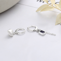 wholesale S925 Silver Asymmetric Fashionable Love Zircon Earrings with Ear Clasps in Japanese and Korean Fresh Style-0-1