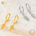 wholesale 925 Silver Feather Earrings Hot Selling Cross-Border Wholesale Pure Silver Ear Hoops with Ear ClaspsIns Style Earrings for Women-0-0