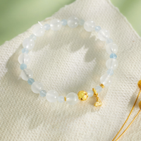 wholesale Metal material first, summer new Chinese style natural moonstone bracelet for girlfriend best friend jewelry wholesale aquamarine bracelet-Natural Moonstone Aquamarine Bracelet