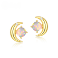 wholesale S925 Silver New Korean and Japanese Light Luxury Opal Crescent Moon Earrings Women's Fashion Trendy Stud Earrings One Piece Drop Shipping-0-0