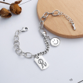 wholesale S925 Sterling Silver Hip-Hop Style Patchwork Letter Pendant Smiley Double-Sided Simpsons Cartoon Print Bracelet-0-1