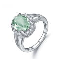 wholesale S925 Sterling Silver Natural Green Amethyst Ring, TikTok Live Streaming Fashion Elegant Light Luxury Inlaid Natural Colored Gemstone Ring-0-0