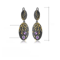 wholesale S925 Sterling Silver Designer Earrings with Natural Amethyst, Georgian Elegance, Falling Petals-0-4