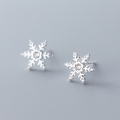 wholesale S925 Sterling Silver Winter Snowflake Earrings for Women, Elegant and Fresh Sweet Christmas Snowflake Diamond-Studded Earrings G1931-0-1