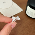 wholesale S925 Sterling Silver Bow Ring for Women, Minimalist, Bohemian-Style, Versatile Heart Ring, Korean New Edition-0-5