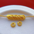 wholesale Gold-plated S925 Ancient Silver Engraved "Shi Lai Yun Zhuan" Peace Ring Spacer Straight Cut Spacer Bead Gasket for DIY Bead Stringing-0-5