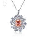 wholesale 925 Silver New PADPARADSCHA 7*9 Oval Pendant Necklace for Women, European and American Luxury Inlaid, Ins Style-0-0