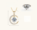 wholesale S925 Sterling Silver Cross-Border Fashion Moissanite Crescent Pendant Women's High-End Designer Minimalist Movable Collarbone Necklace-0-5