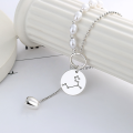 wholesale S925 Sterling Silver Retro Light Luxury Style Pearl Constellation Pattern Heart Tassel Necklace for Women-0-0