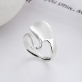wholesale S925 Sterling Silver European and American Cross-Border Minimalist Geometric Smooth Irregular Shaped Open Ring-0-1