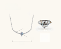 wholesale S925 Sterling Silver Korean Japanese Fashion Ins Style 05 Carat Moissanite Necklace for Women, Minimalist Dainty Pendant Collarbone Chain-0-6