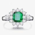 wholesale S925 Sterling Silver 2ct Synthetic Emerald 7*7 Ring for Women, Cross-Border Hot Seller on Instagram, One-Piece Drop Shipping by ShiPei Jewelry-0-0