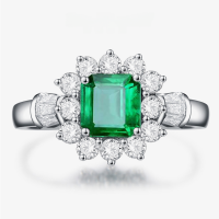 wholesale S925 Sterling Silver 2ct Synthetic Emerald 7*7 Ring for Women, Cross-Border Hot Seller on Instagram, One-Piece Drop Shipping by ShiPei Jewelry-Green 7*7【R-0605】 No.5