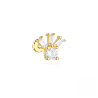 wholesale 925 Sterling Silver Ins Hot-selling Delicate Zirconium Studded Heart Flat Head Spiral Ear Bone Stud-Single gold #12