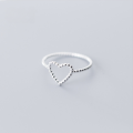 wholesale S925 Silver Korean Version Minimalist Stylish Heart Ring for Women, Elegant Hollow Heart-shaped Hand Jewelry J6797-0-0