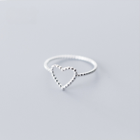 wholesale S925 Silver Korean Version Minimalist Stylish Heart Ring for Women, Elegant Hollow Heart-shaped Hand Jewelry J6797-S925 silver ring size 14