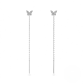 wholesale S925 Sterling Silver Butterfly Zircon Chain Tassel Earrings-0-6