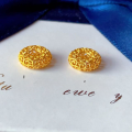 wholesale S925 silver gold-plated filigree spacer beads for DIY bracelet necklace weaving accessories, pure silver four-leaf clover large-hole disc beads-0-7
