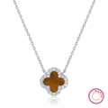 wholesale Metal Material: 925 Silver Cross-border Hot Sale Women's Necklace, Versatile and Light Luxury Choker with Four-leaf Clover Shell Pendant Chain for Foreign Trade Jewelry Wholesale-0-15