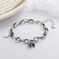 wholesale S925 Sterling Silver Vintage Elephant Smile Chunky Chain Bracelet for Women, Minimalist and Versatile with an Ins Style-0-0