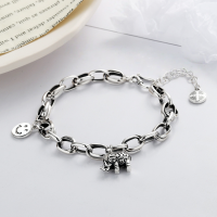 wholesale S925 Sterling Silver Vintage Elephant Smile Chunky Chain Bracelet for Women, Minimalist and Versatile with an Ins Style-YS067/approx. 12.5g 925 silver