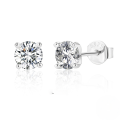 wholesale S925 Sterling Silver Plated With Plated With White Gold, 1 Carat 05 Carat Four-prong Earrings With Moissanite, Luxury Ready-to-ship-0-6