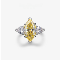 wholesale S925 Silver European and American Fashion Luxury Internet Celebrity Same Style High Carbon Diamond Marquise 8*14 Ring 3 Carats-Yellow 8*14; D50【R-0313】 8