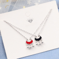 wholesale S925 Sterling Silver Double-sided Auspicious Cloud Longevity Lock Epoxy Pendant Necklace, Lucky and Elegant New Year Minimalist Collarbone Chain-0-3