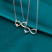 wholesale S925 Silver Forest-style Figure-8 Necklace for Women, Creative and Elegant Student Collarbone Chain D7080-s925 silver necklace rose gold>925 silver