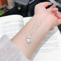 wholesale  990 Sterling Silver Chinese Zodiac Small Horse Necklace for Women, Birth Year Pendant, Light Luxury Fashion Design, Year of the Horse Style Collarbone Chain-DMXXL040--2 990 silver (gold)