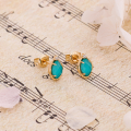 wholesale S925 silver plated with 14K gold, white crystal and turquoise earrings, Dunli Jewelry 25th anniversary spring limited edition-0-5