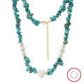 wholesale S925 Sterling Silver Bohemian Style Turquoise Shell Pearl Beaded Vintage Necklace-0-0