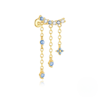 wholesale S925 Sterling Silver Natural Agate Crystal Moonstone Tassel Flat Threaded Ear Cartilage Stud-Single gold #1