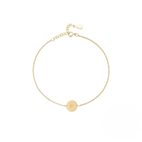 wholesale S925 Sterling Silver Engraved Round Tag 26 Letters Charm Bracelet For Women Daily Wear-Gold-N 925 Silver