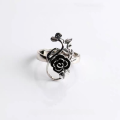 wholesale S925 Sterling Silver Fashion Trendsetter Korean Japanese Personality Minimalist Retro Exaggerated Rose Flower Ring with Grand Temperament-0-0