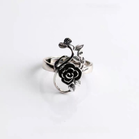 wholesale S925 Sterling Silver Fashion Trendsetter Korean Japanese Personality Minimalist Retro Exaggerated Rose Flower Ring with Grand Temperament-xb680-copper plated Thai silver