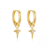 wholesale S925 Sterling Silver Zircon-inlaid Geometric Bee Ear Cuff, Cross-border Hot Seller, Ins Creative Earrings-Gold#6 925 silver