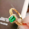 wholesale S925 Silver New Simulated Emerald 2 Carat Ring with High Carbon Diamonds, Small Batch Design by Zhuozhifan Jewelry-0-3