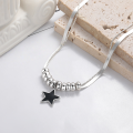 wholesale S925 Silver Fashion Korean Japanese Internet Celebrity Ins Style Black Star Double-Layer Creative Design Snake Chain-0-0