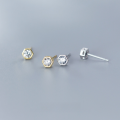 wholesale S925 Sterling Silver Ear Studs Women Korean Style Fashion Minimalist Hexagonal Single Diamond Earring Geometric Ear Jewelry Women G4741-0-1