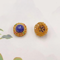 wholesale S925 gold-plated silver metal, natural Charoite round platform hand tag, spacer beads accessories, bracelet necklace DIY semi-finished products-0-9