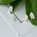 wholesale S925 Sterling Silver Stud Earrings Fashion Sweet Diamond Inlaid Freshwater Pearl Elegant Shell Flower Ear Jewelry E4957-0-3