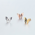 wholesale S925 Silver Butterfly Earrings for Women, Korean Style Fashion Small Fresh Hollow Rose Gold Small Butterfly Earrings E4470-0-1