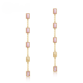 wholesale S925 Sterling Silver Gold-Plated New Korean Light Luxury Style Minimalist Geometric Pink Shell Earrings Long Stud Wholesale-0-0