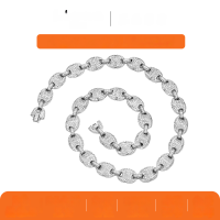 wholesale Stainless steel full pave moissanite hip hop necklace, Cuban chain hip hop necklace, Amazon best-selling direct from factory-Gold>41cm/16.14 inches (10mm56g)