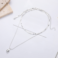 wholesale S925 Sterling Silver Korean Style Fashion Ins Trend Minimalist and Fresh Double Layer Snake Chain Necklace-0-2