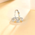 wholesale S925 Sterling Silver Wheat Couple Rings, Forest-StyleRings, Light Luxury Two-Tone Adjustable Finger Ring forGift-0-2